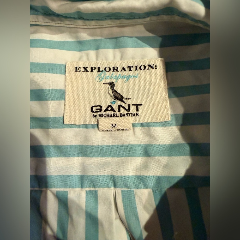 GANT by Michael Bastian Exploration Striped Button Down Shirt Blue White Size M - Picture 4 of 9